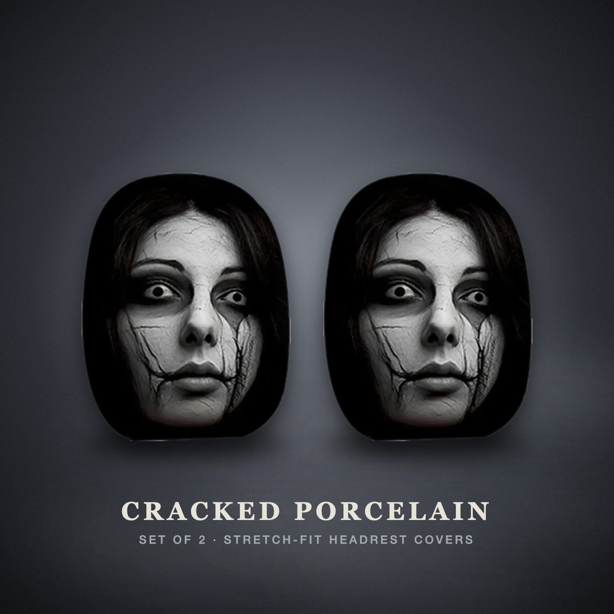 Cracked Porcelain headrest covers, pair