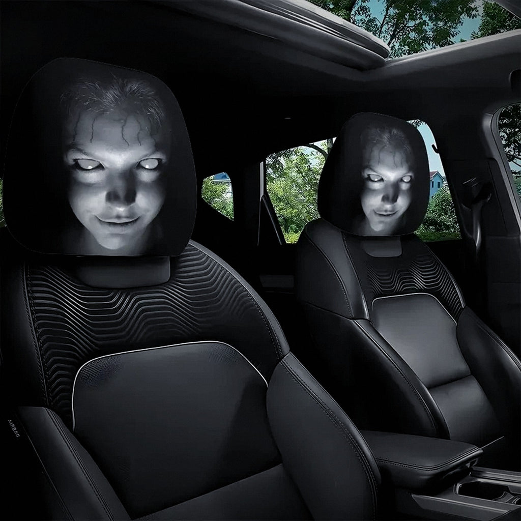 Pale Lady covers on a car's front seats