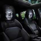 Pale Lady covers on a car's front seats