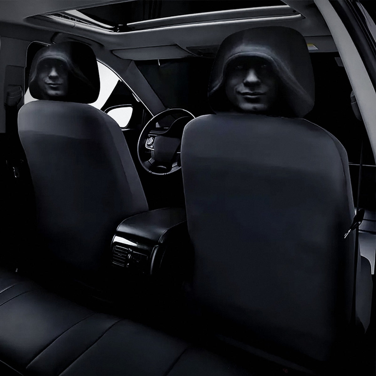 The Stranger covers seen from the rear seat